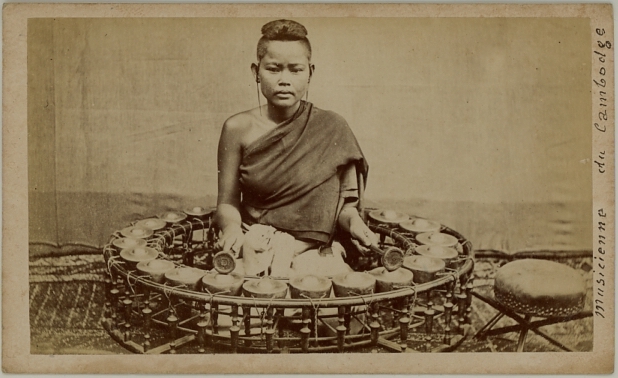 a female musician from Cambodia.  Ca. 1875-7 by Emile Gsell (1838-1879)