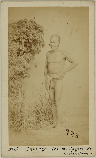 Photograph of an ethnic man from the mountains of Cochinchine.  Ca. 1875-79