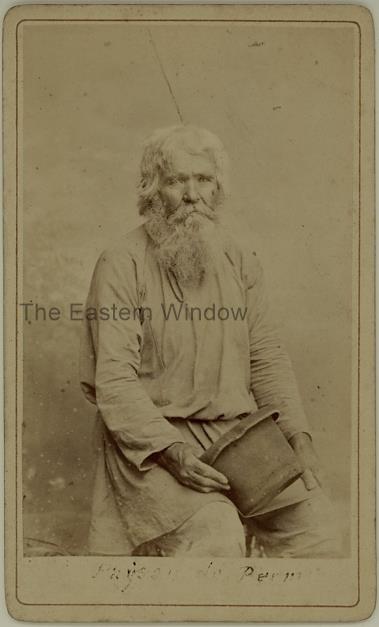 Carte de visite photograph of a farmer from Perm / Permm (Kraj Perm, above Jekaterinenburg, West of the Oeral, Russia).  Ca. 1875-80