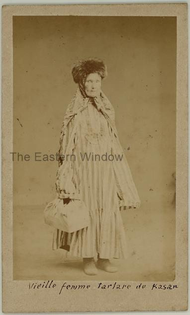 An old Tatar woman from Kazan, Russia.  Ca. 1875-80.