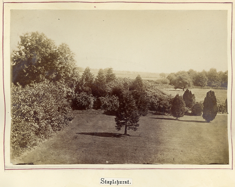 Staplehurst, Kent. Garden surrounded with trees. Photographed about 1875-80
